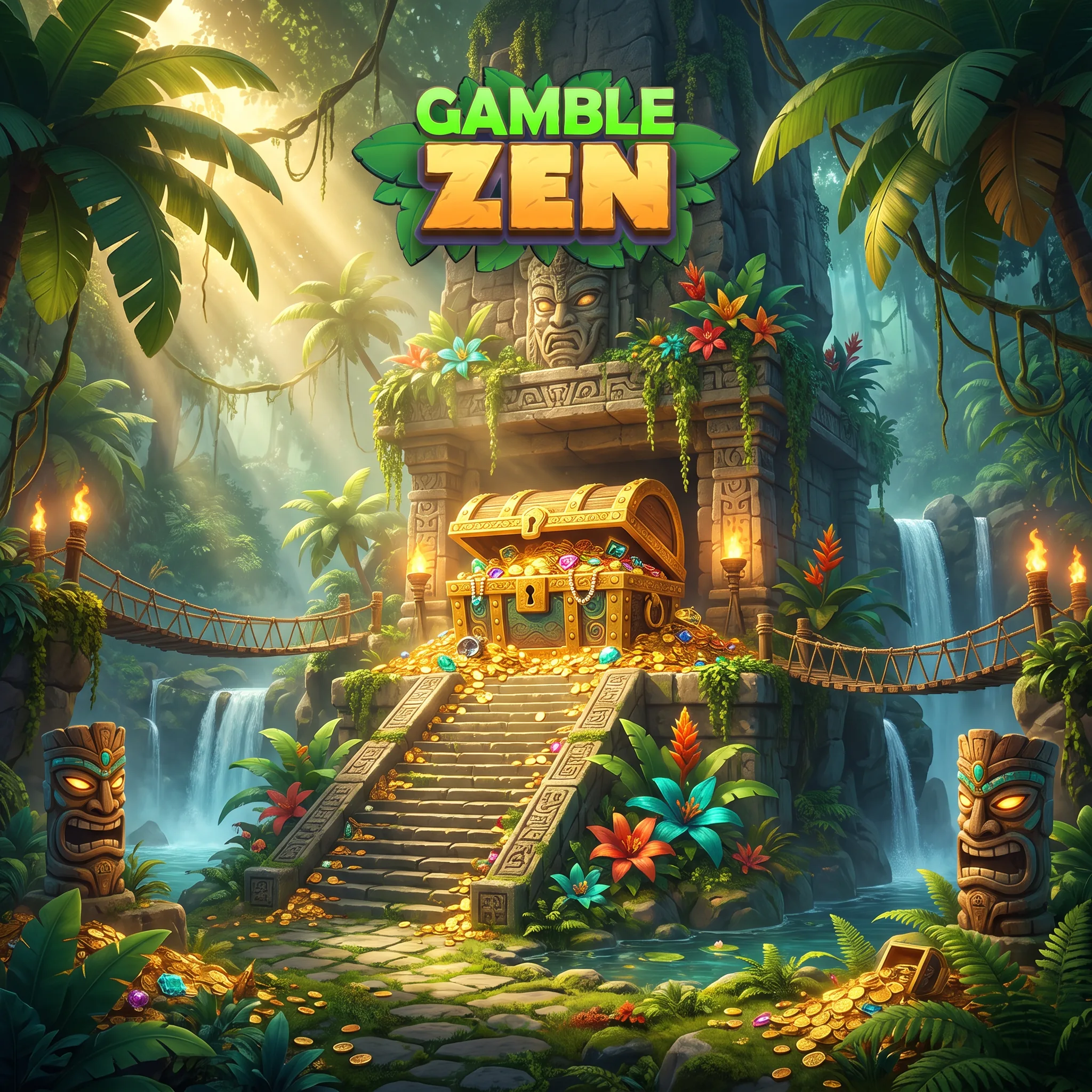 GambleZen treasure vault in a jungle temple scene